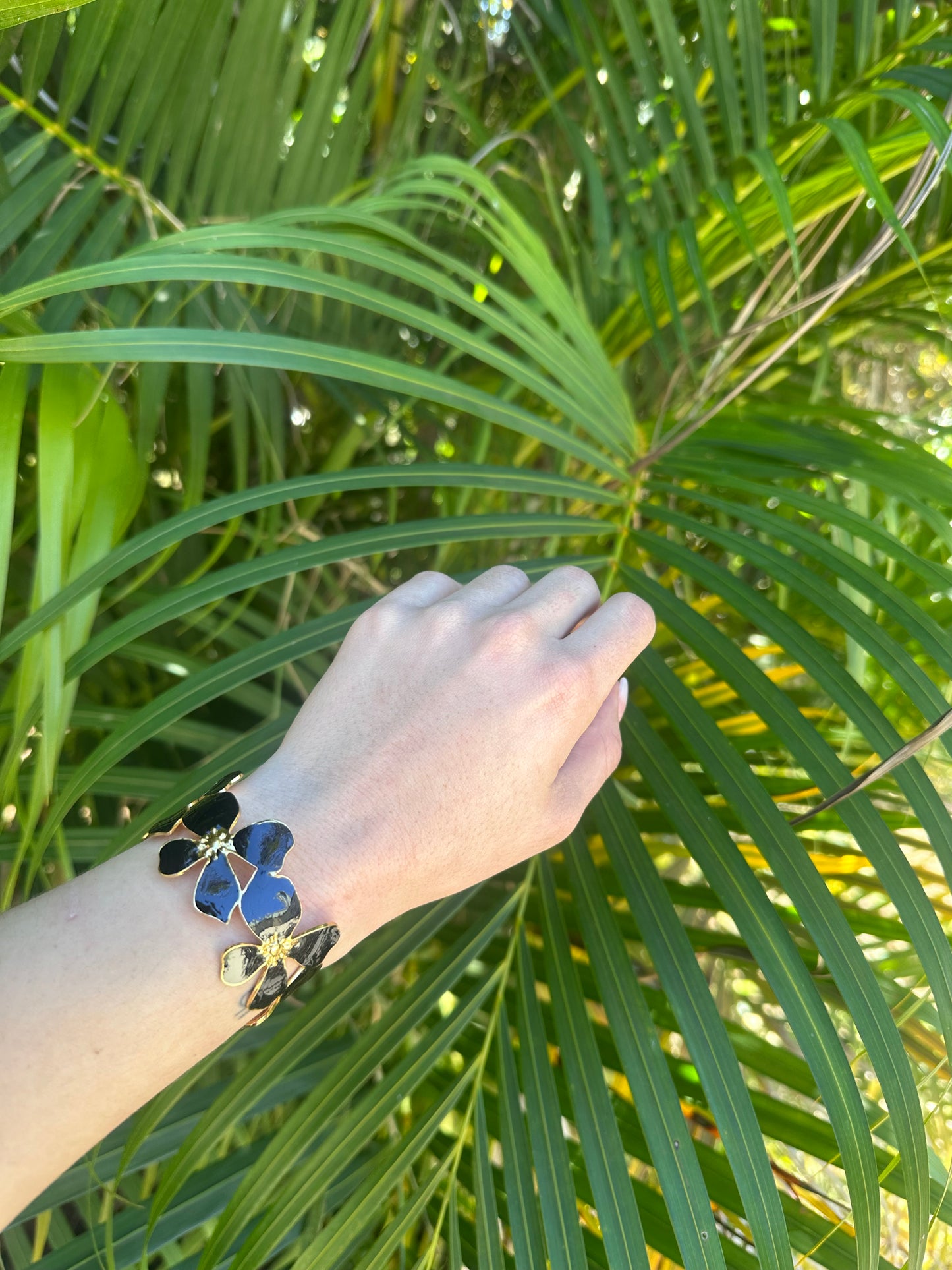 Black Flower Bangle